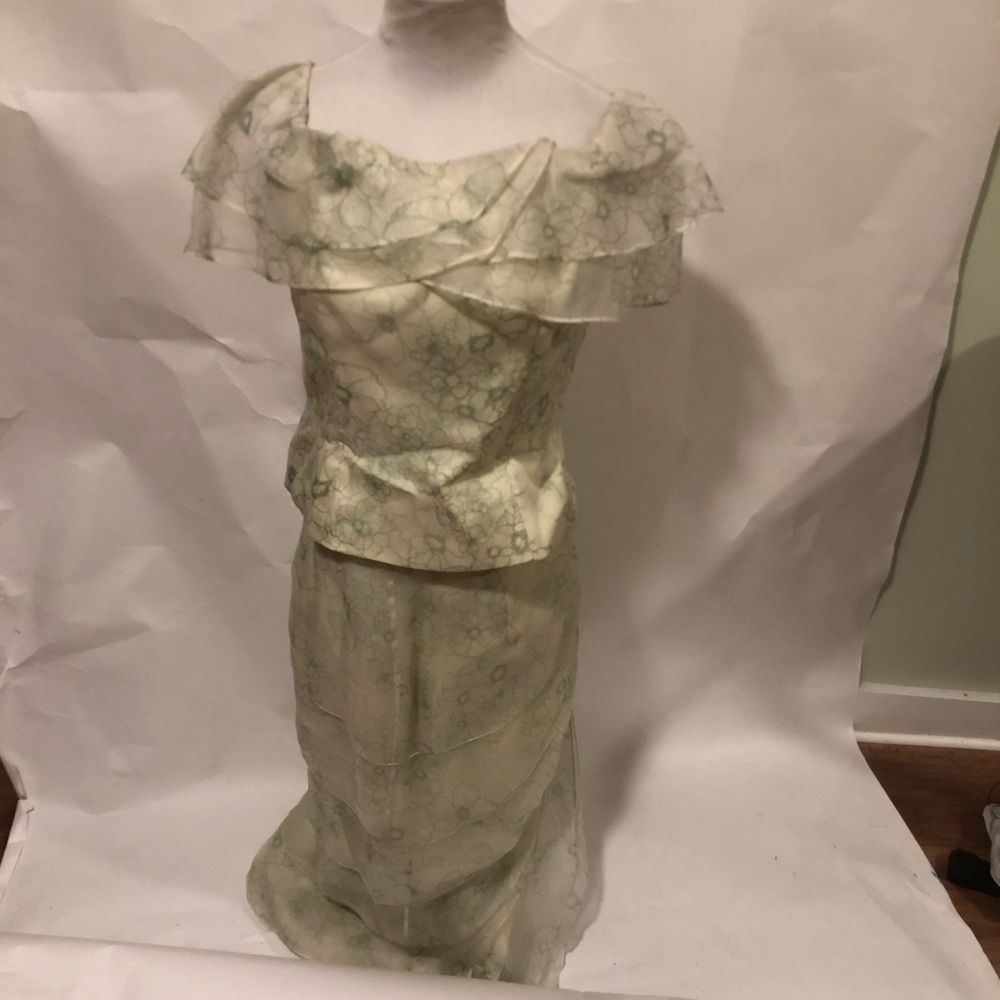 Chetta B green silk dress size 12